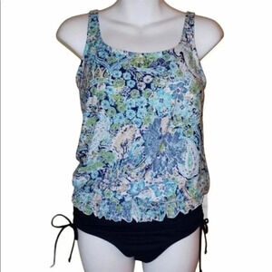 Floral tankini with‎ cinched waist size 8